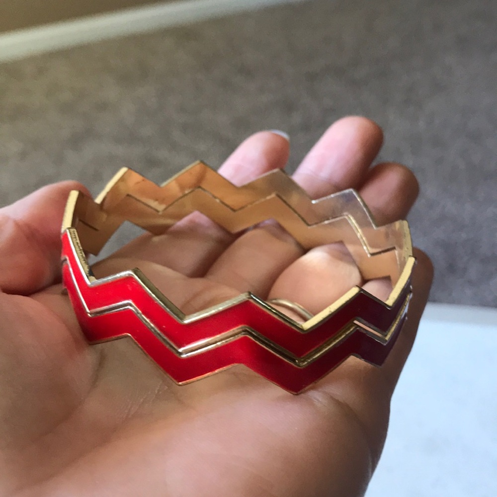 Red/gold zig zag bracelets, NWOT - Picture 3 of 6